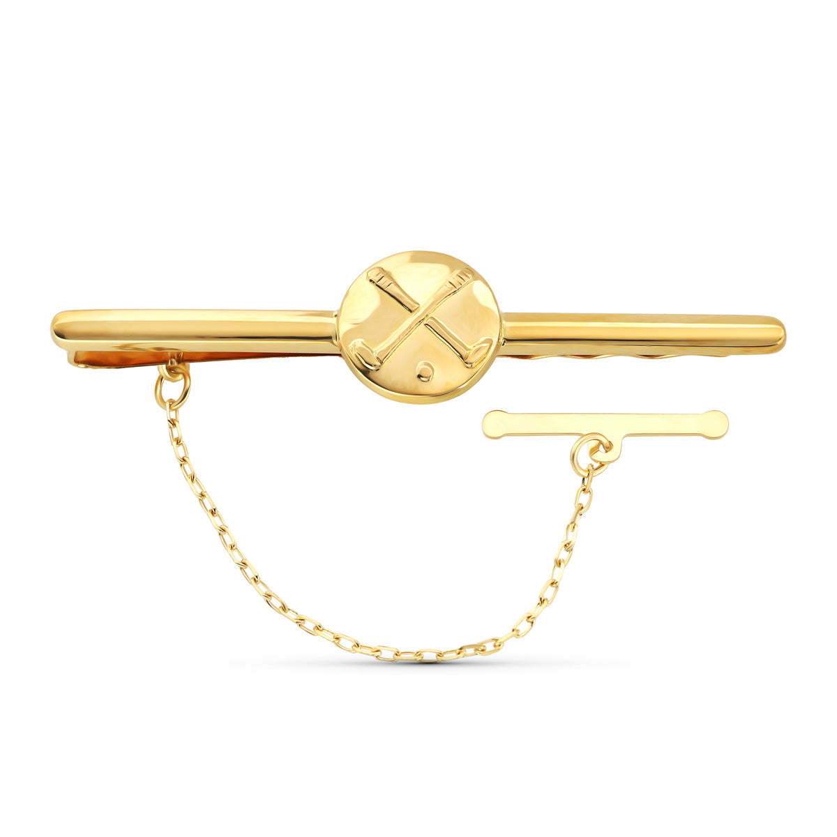 18K Needle Tie Clip Yellow Gold Golf 55x14 mm