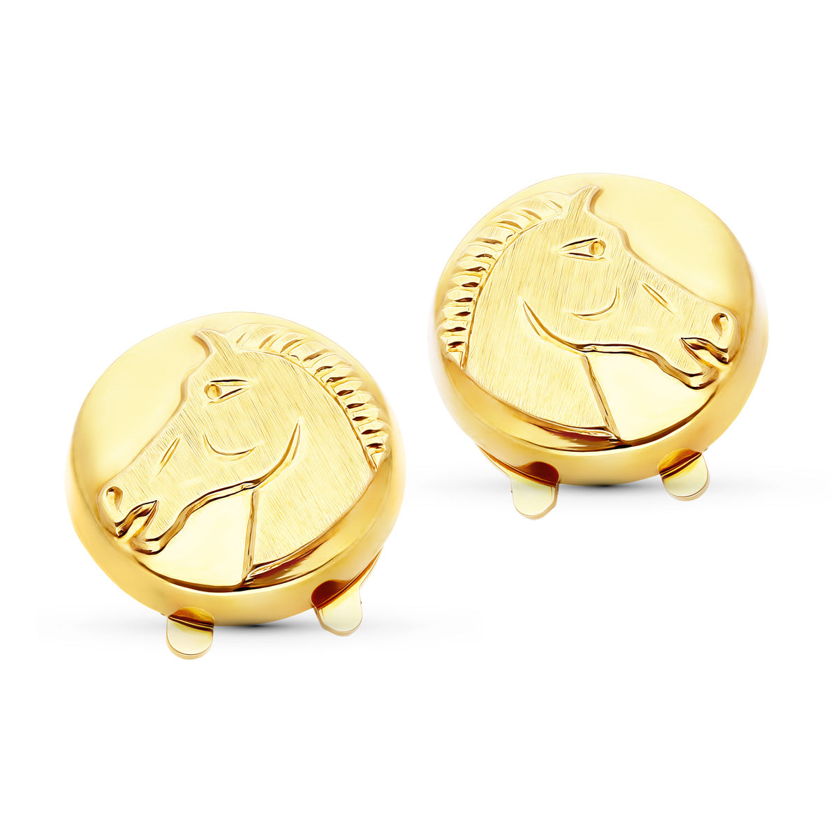 18K Yellow Gold Horse Button Cover 15 mm