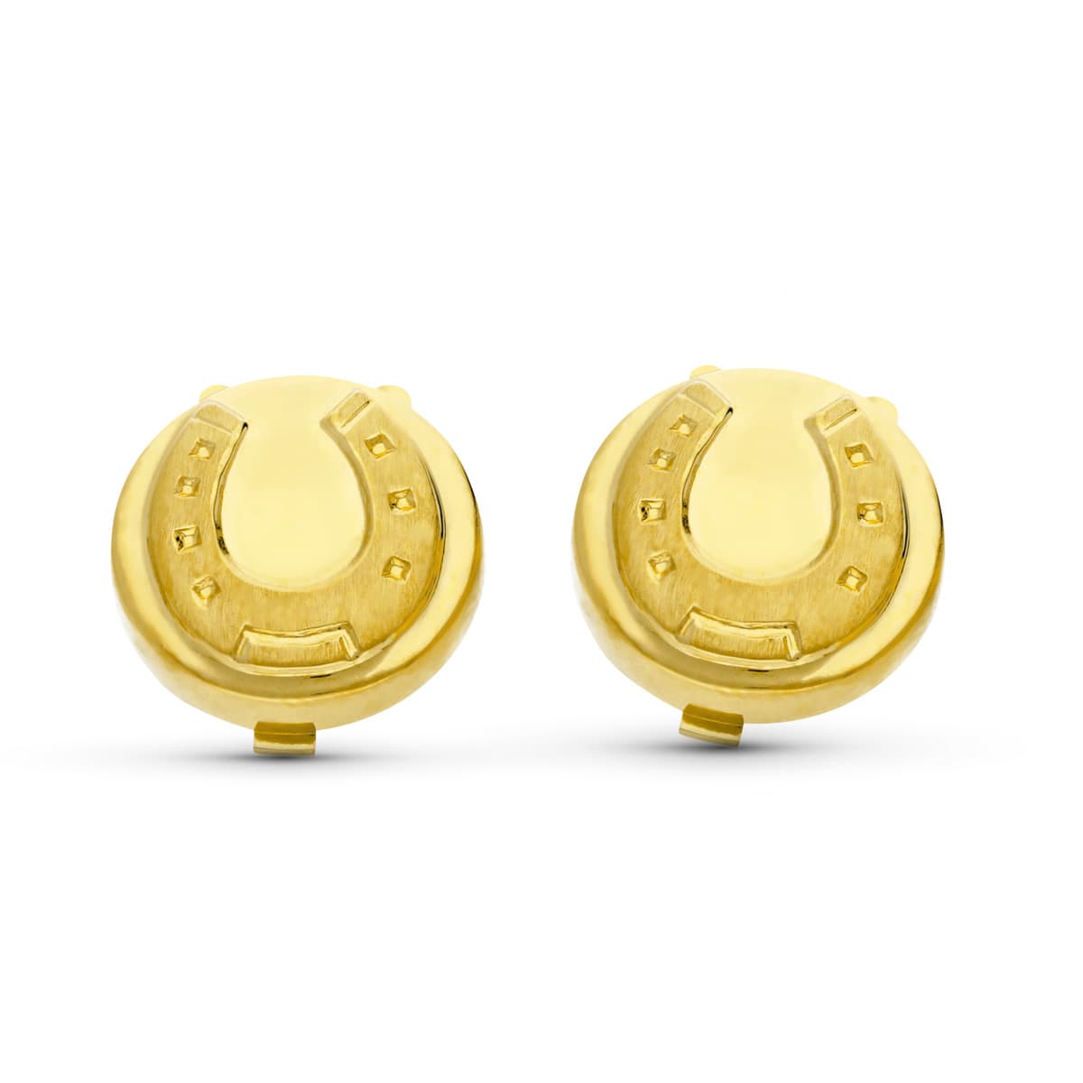 18K Yellow Gold Round Horseshoe Button Cover