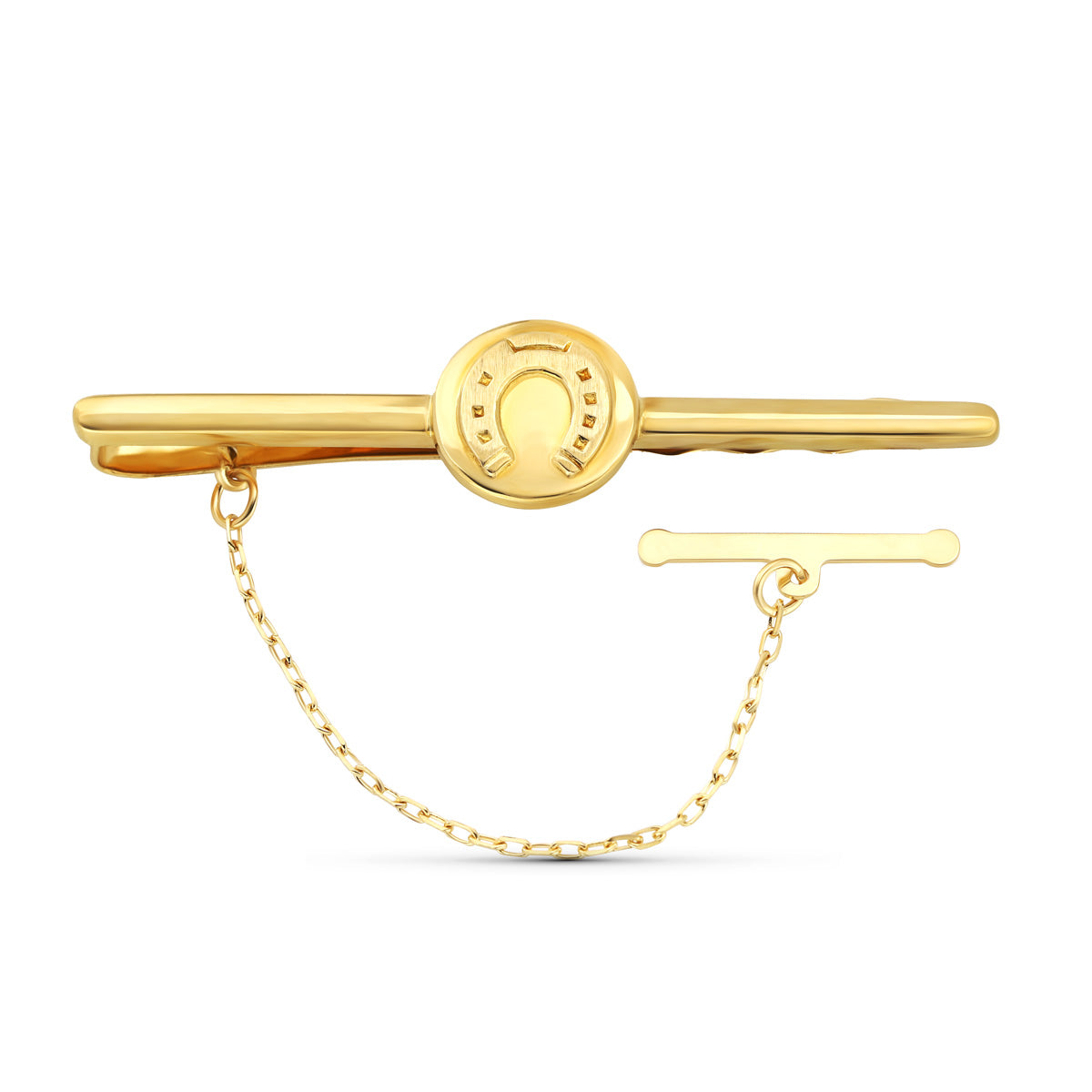 18K Needle Tie Clip Yellow Gold Horseshoe
