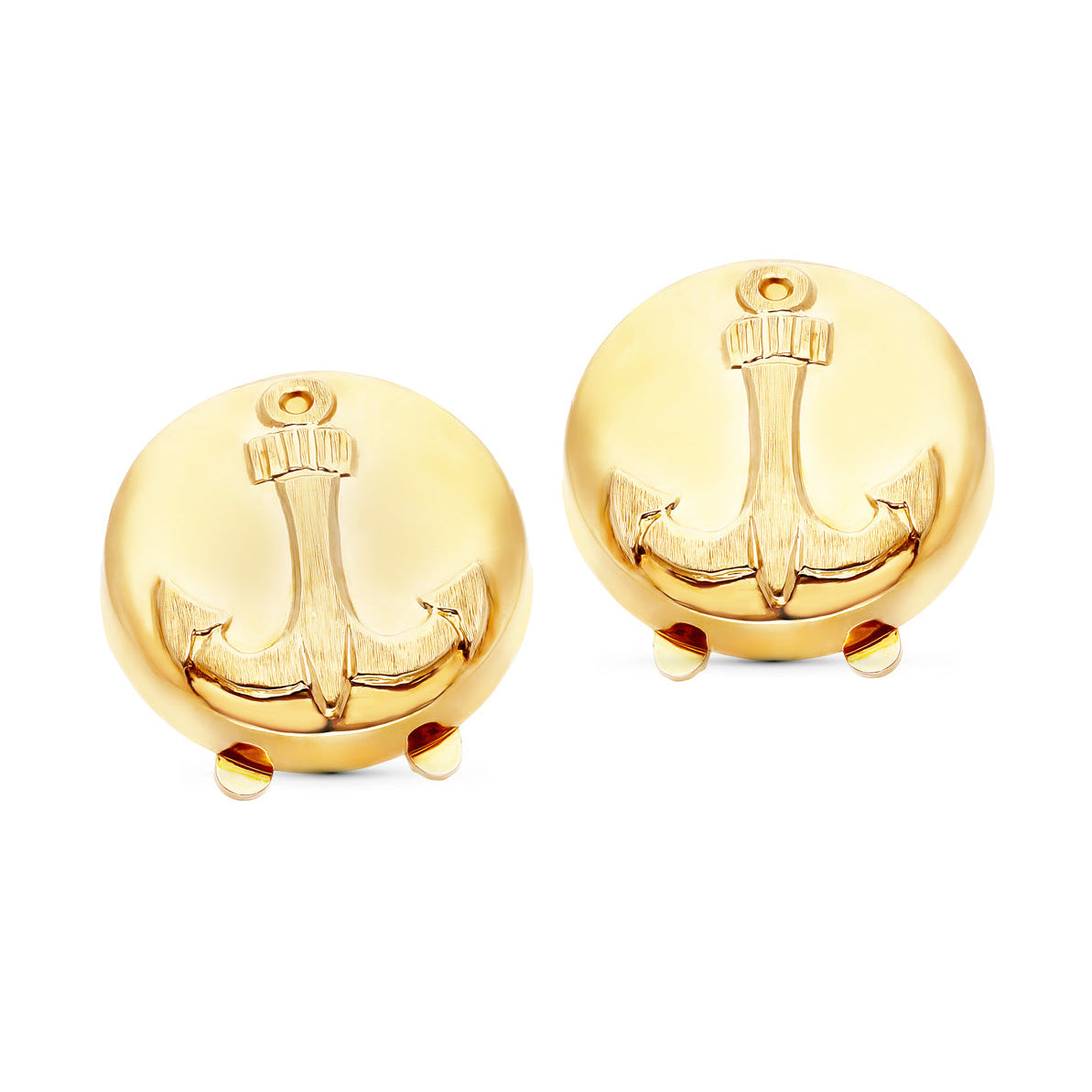 18K Yellow Gold Anchor Button Cover 15 mm