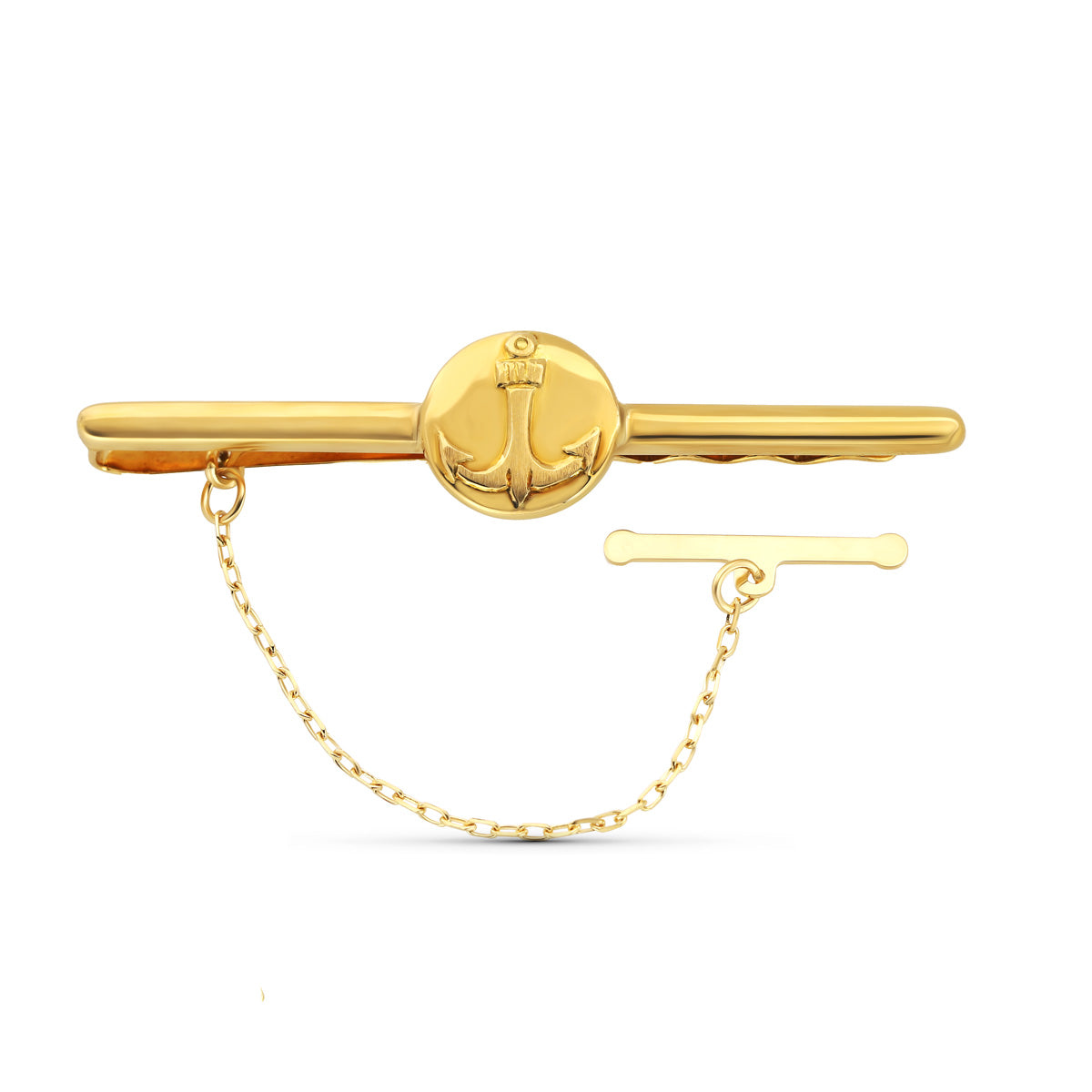 18K Needle Tie Clip Yellow Gold Anchor 55x12 mm