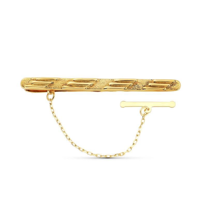 18K Yellow Gold Tie Clip Needle Matte and Shiny Gallons