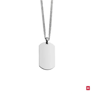 Rounded Steel Military Plate Necklace