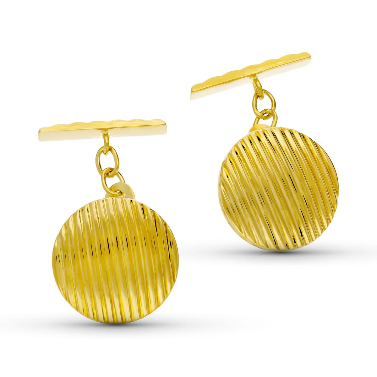 18K Round Gallooned Cufflinks 15 mm