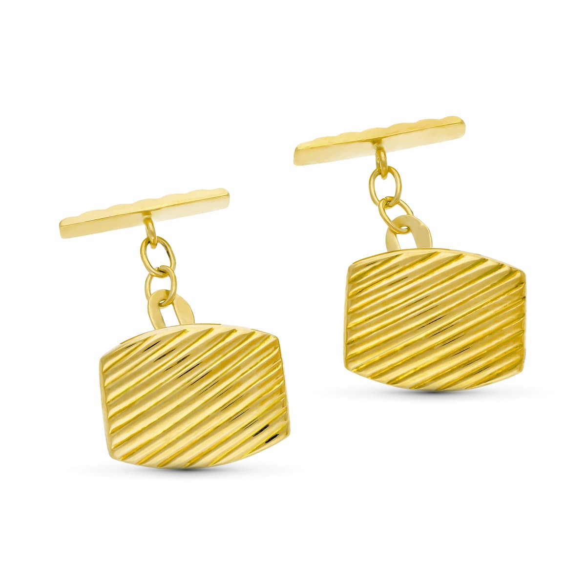 18K Yellow Gold Cufflinks Galloned Barrel 17x13 mm