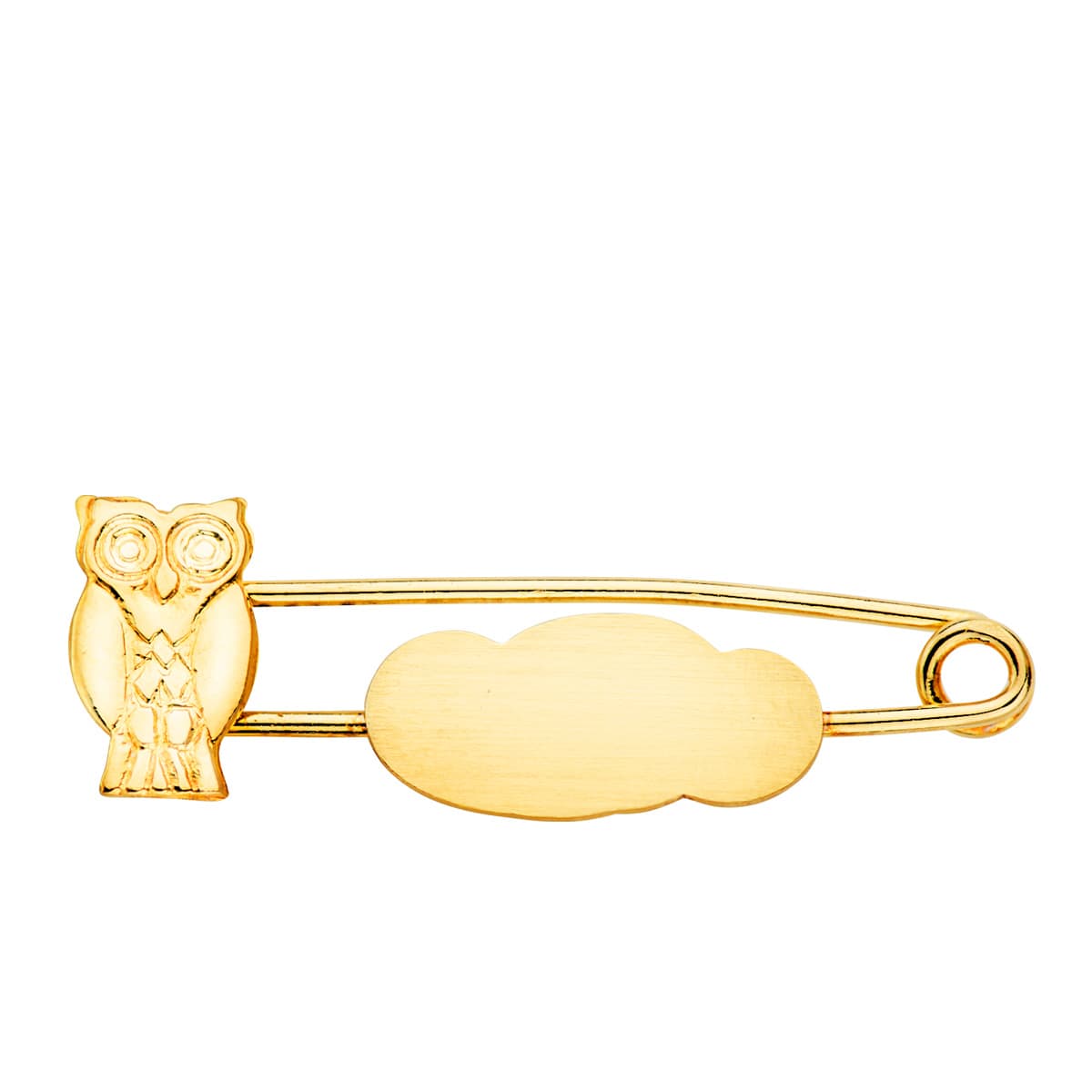 18K Yellow Gold Owl and Matte Cloud Pin 29X10 mm