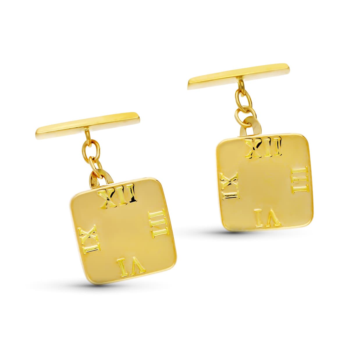 18K Yellow Gold Square Cufflinks 14x14 mm