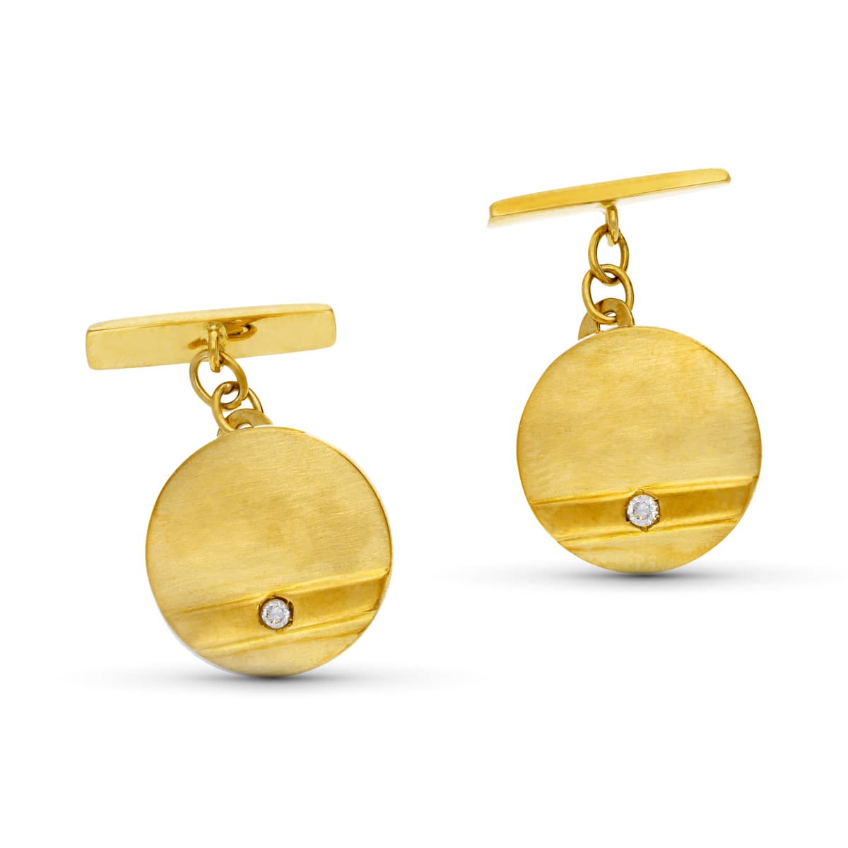 18K Round Cubic Zirconia Cufflinks 16 mm