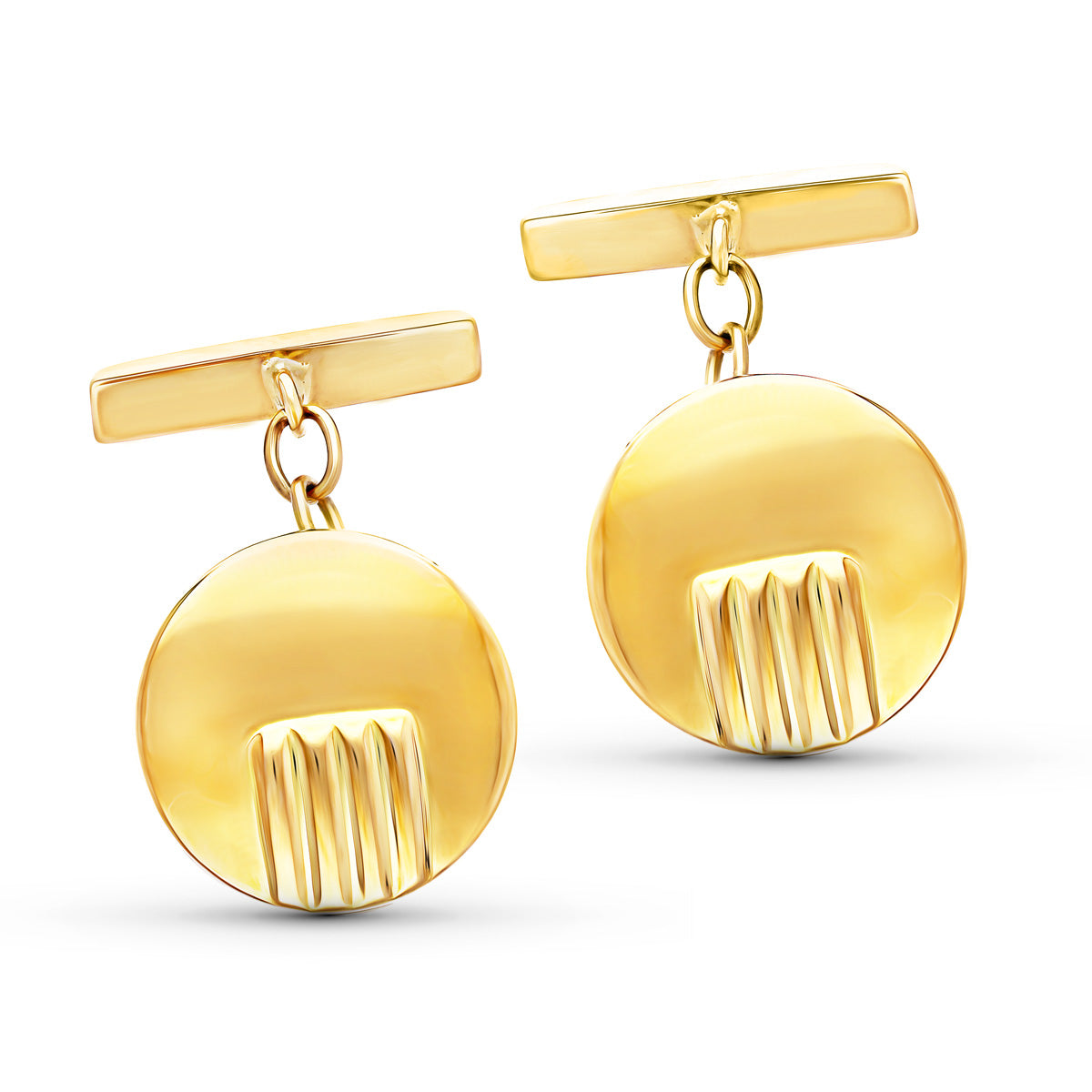 18K Yellow Gold Round Cufflinks Gallons 15 mm