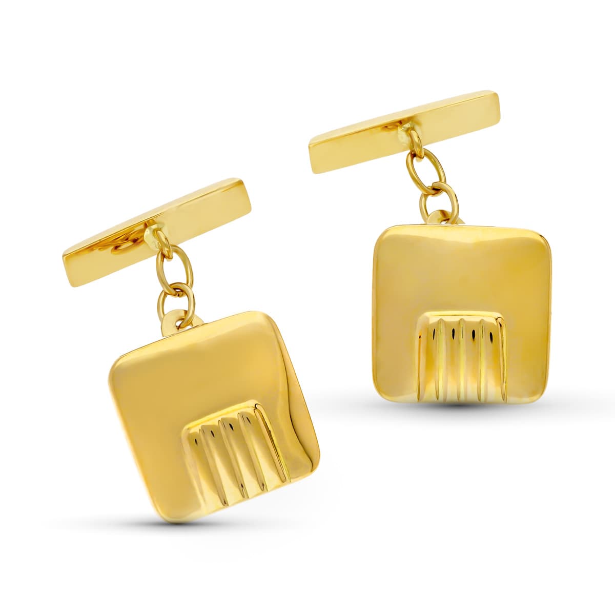 18K Yellow Gold Square Cufflinks 15x15 mm