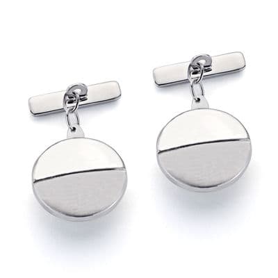 18K White Gold Cufflinks Matte and Shiny 15x15 mm