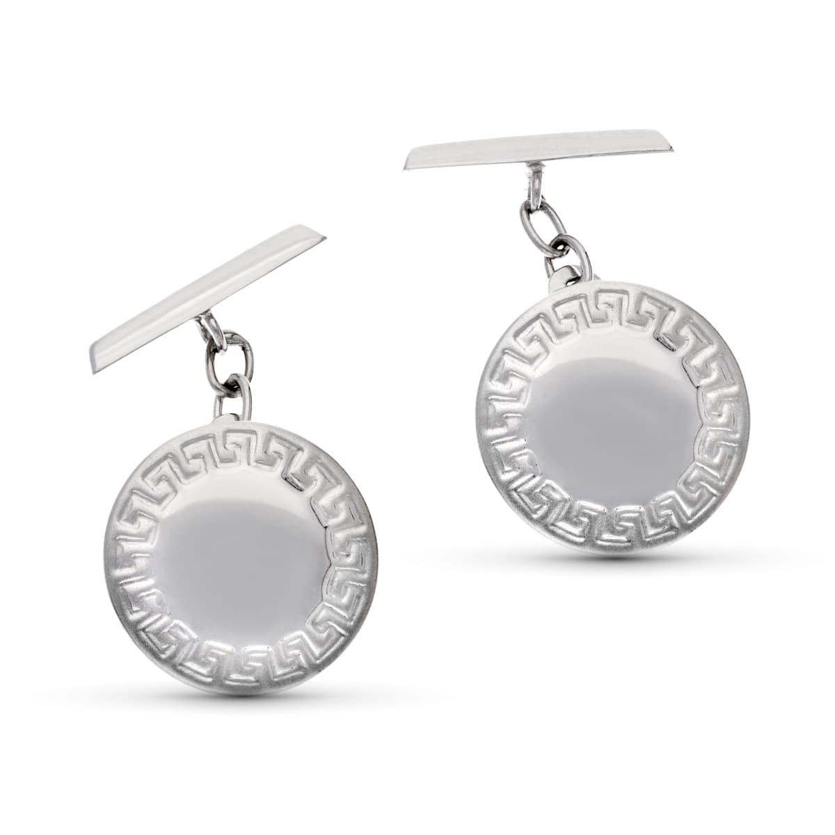 18K White Gold Round Cufflinks 16 mm