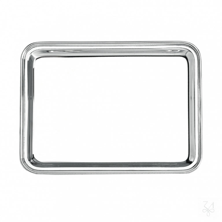 Bandeja rectangular de plata modelo Inglese sin asas con borde de filo de cordón