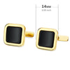 Boutons de manchette en onyx brillant en or jaune 18 carats, fermoir pivotant rigide 14x14 mm