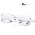 18K Gemelos Oro Blanco Tonel Mate y Brillo 17x13 mm Cierre Rigido Oscilante