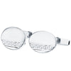 Boutons de manchette ovales Greca en or blanc mat et brillant, fermoir pivotant rigide 18x13 mm
