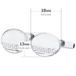 Boutons de manchette ovales Greca en or blanc mat et brillant, fermoir pivotant rigide 18x13 mm