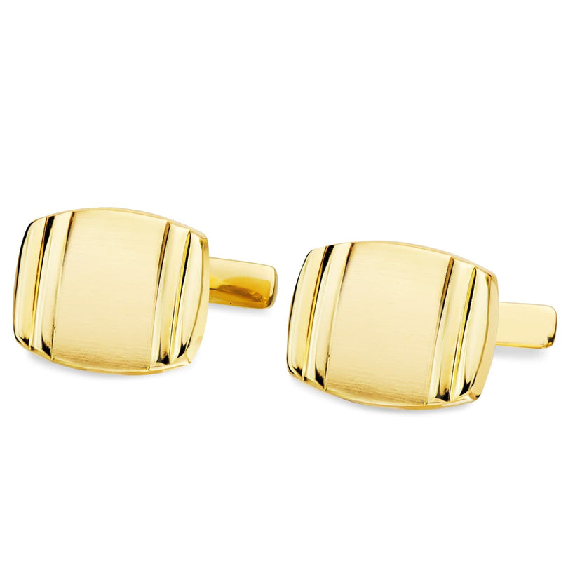 18K Gemelos Oro Amarillo Tonel Mate y Brillo 17x13 mm Cierre Rigido Oscilante