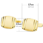18K Gemelos Oro Amarillo Tonel Mate y Brillo 17x13 mm Cierre Rigido Oscilante
