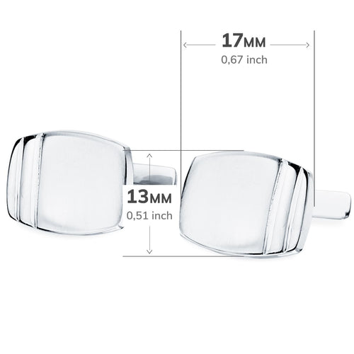 18K Gemelos Oro Blanco Tonel Mate y Brillo 17x13 mm Cierre Rigido Ocsilante