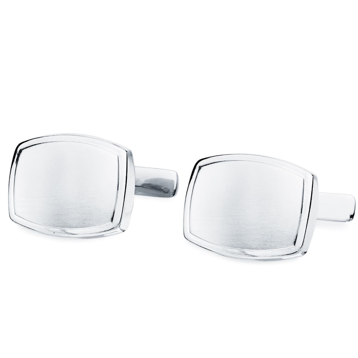 18K Cufflinks White Gold Stamping Barrel 17x13 mm Rigid Oscillating Closure