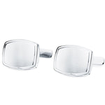 18K White Gold Stamped Cufflinks Barrel 17x13 mm Rigid Oscillating Clasp