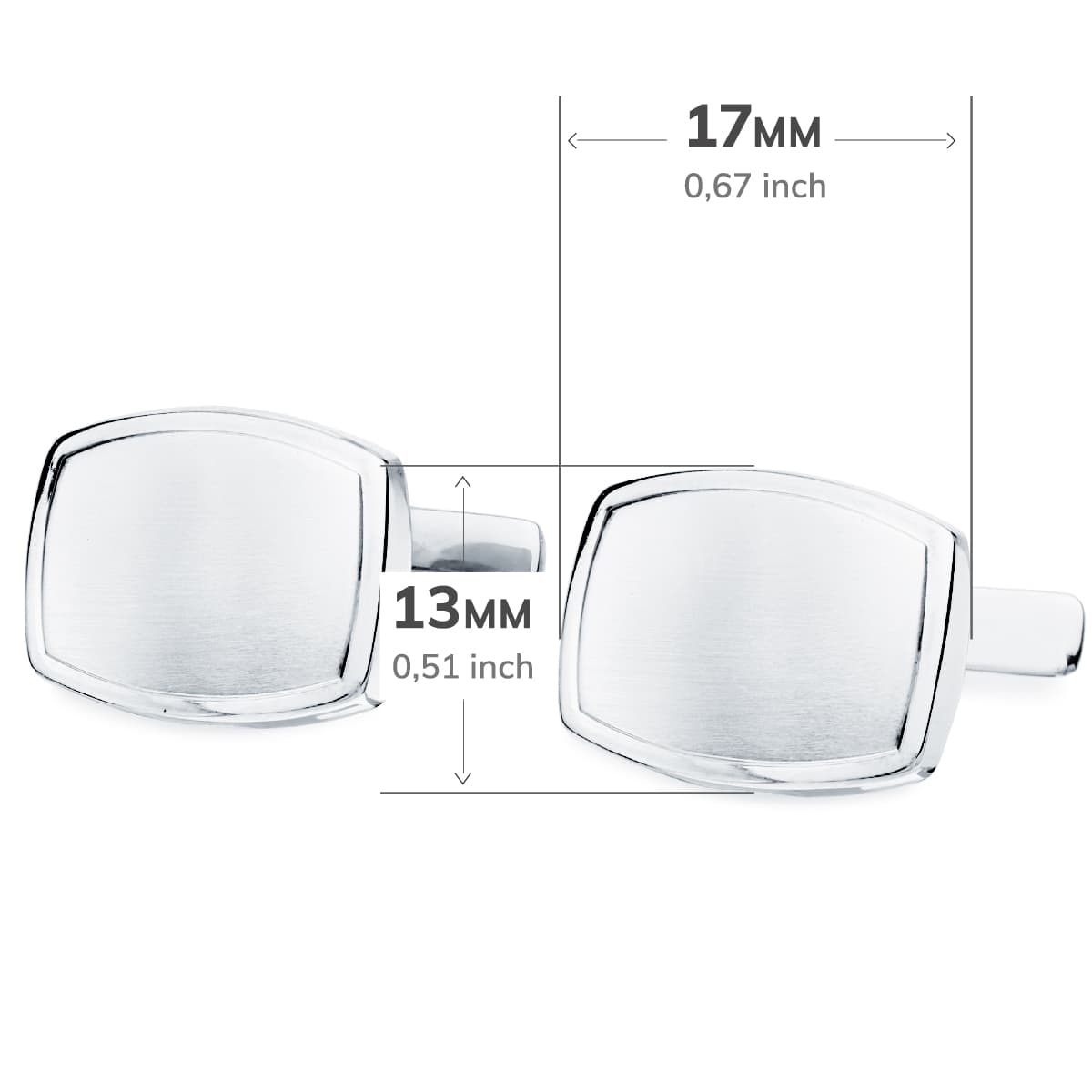 18K Cufflinks White Gold Stamping Barrel 17x13 mm Rigid Oscillating Closure