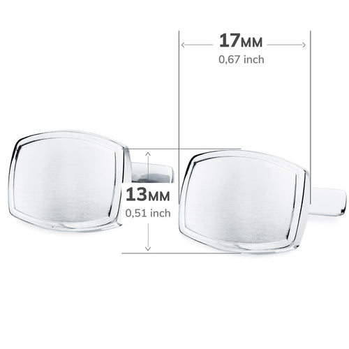 18K Gemelos Estampacion Oro Blanco Tonel 17x13 mm Cierre Rigido Oscilante