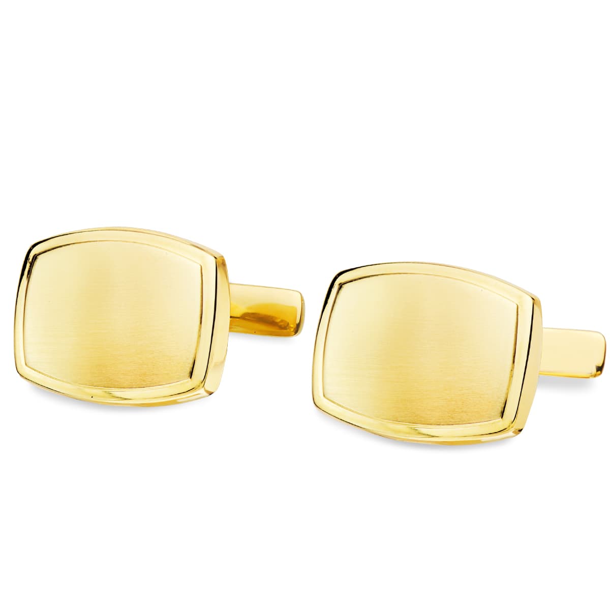 Yellow Gold Cufflinks Matte and Shiny Barrel 17x13 mm Rigid Oscillating Clasp