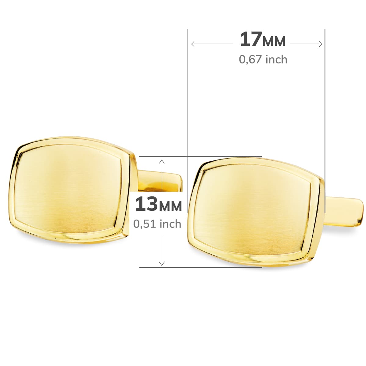 Yellow Gold Cufflinks Matte and Shiny Barrel 17x13 mm Rigid Oscillating Clasp