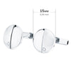 White Gold Cufflinks Round Matte Shine 15 mm Zirconia Rigid Oscillating Clasp