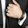 Pulsera Hombre Acero y Cuero Doble Negro con Chapa New Way