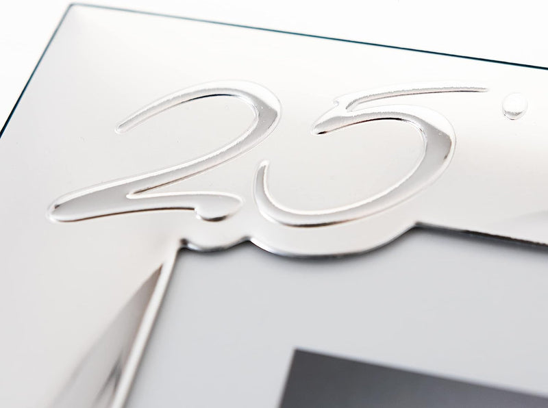 Cadre photo en argent, alliances en argent du 25e anniversaire 