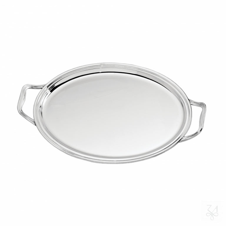 Bandeja ovalada de plata de ley 925 modelo Inglés con asas
