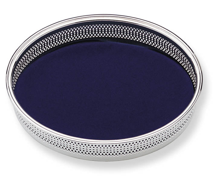 Oval Perforated Silver Card Tray