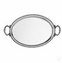 Bandeja oval modelo Imperio de plata de ley 925 con borde perlado y asas