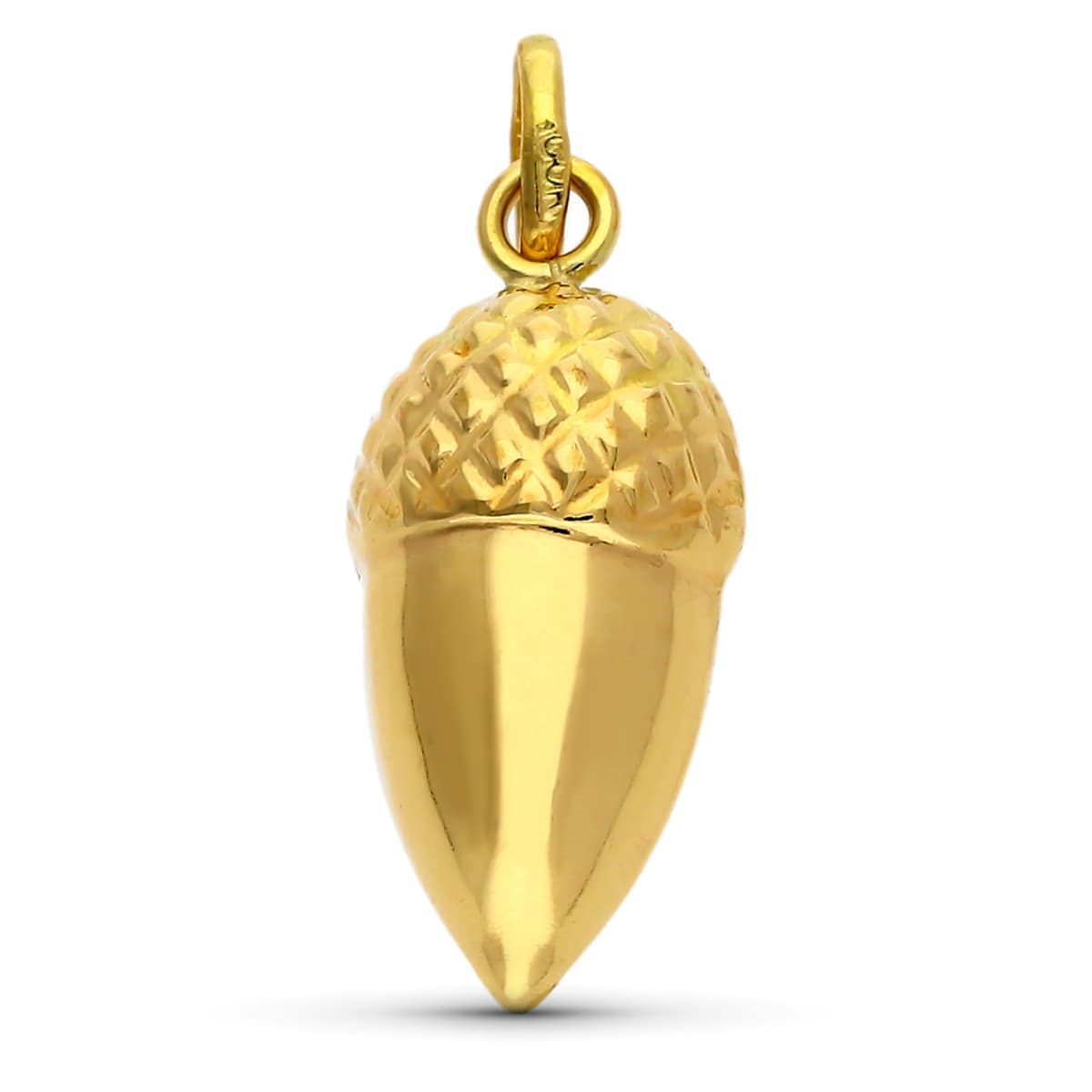 18K Yellow Gold Acorn Pendant 16x11 mm