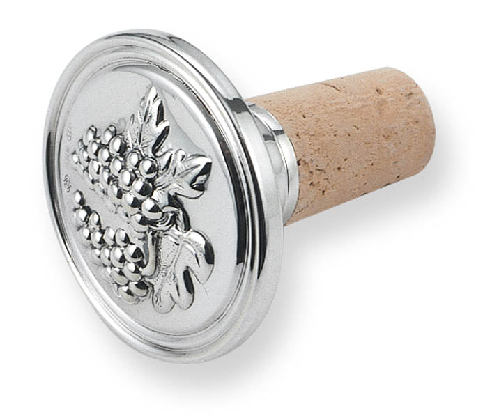Silver Wine Bottle Stopper with Grape