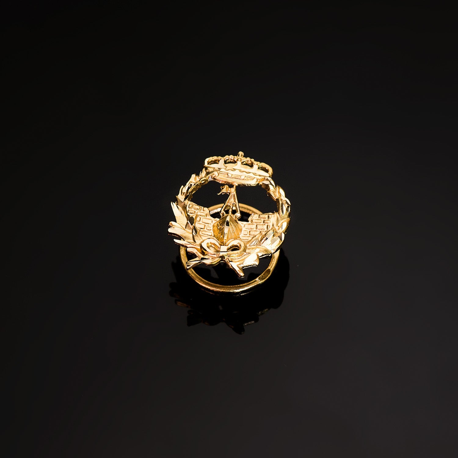 Insigne 18K Or Jaune Ingénieur Naval 17 x 14 mm