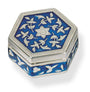Pastillero Plata Esmalte Azul Hexagonal