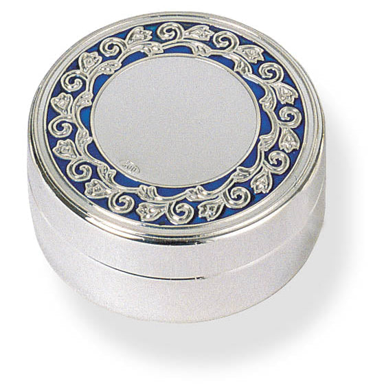 Pastillero Redondo Esmaltado Azul con Corona