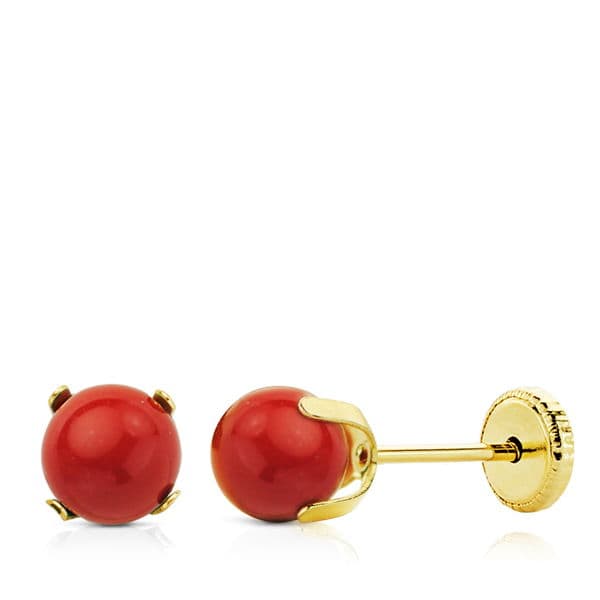 18K Yellow Gold Earrings Coral Claws 5X5 mm