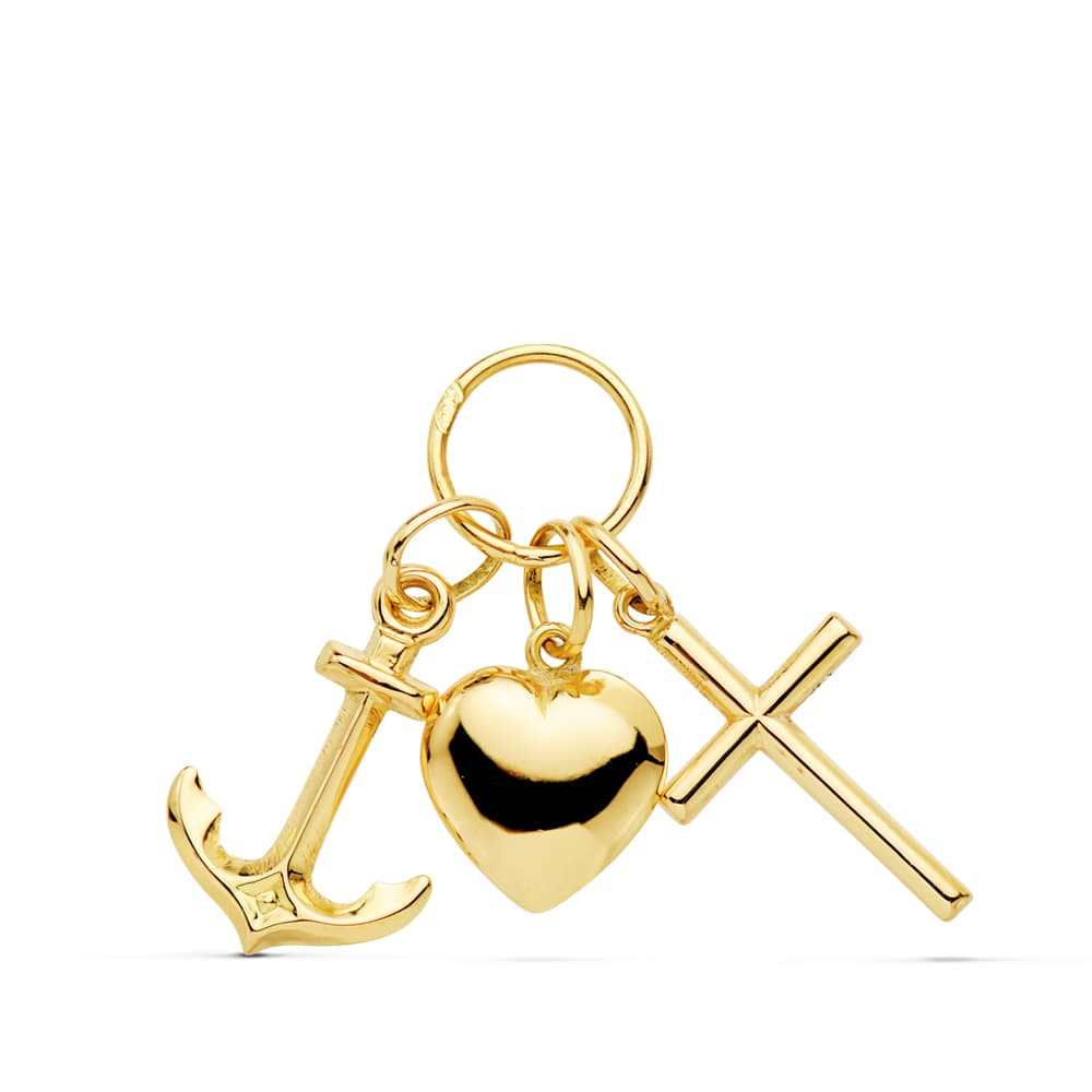 18K Pendant Three Virtues: Faith, Hope, and Charity 25x19 mm