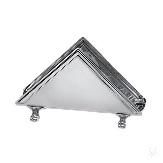 Servilletero triangular modelo Inglés de plata de ley 925 con patas con garra