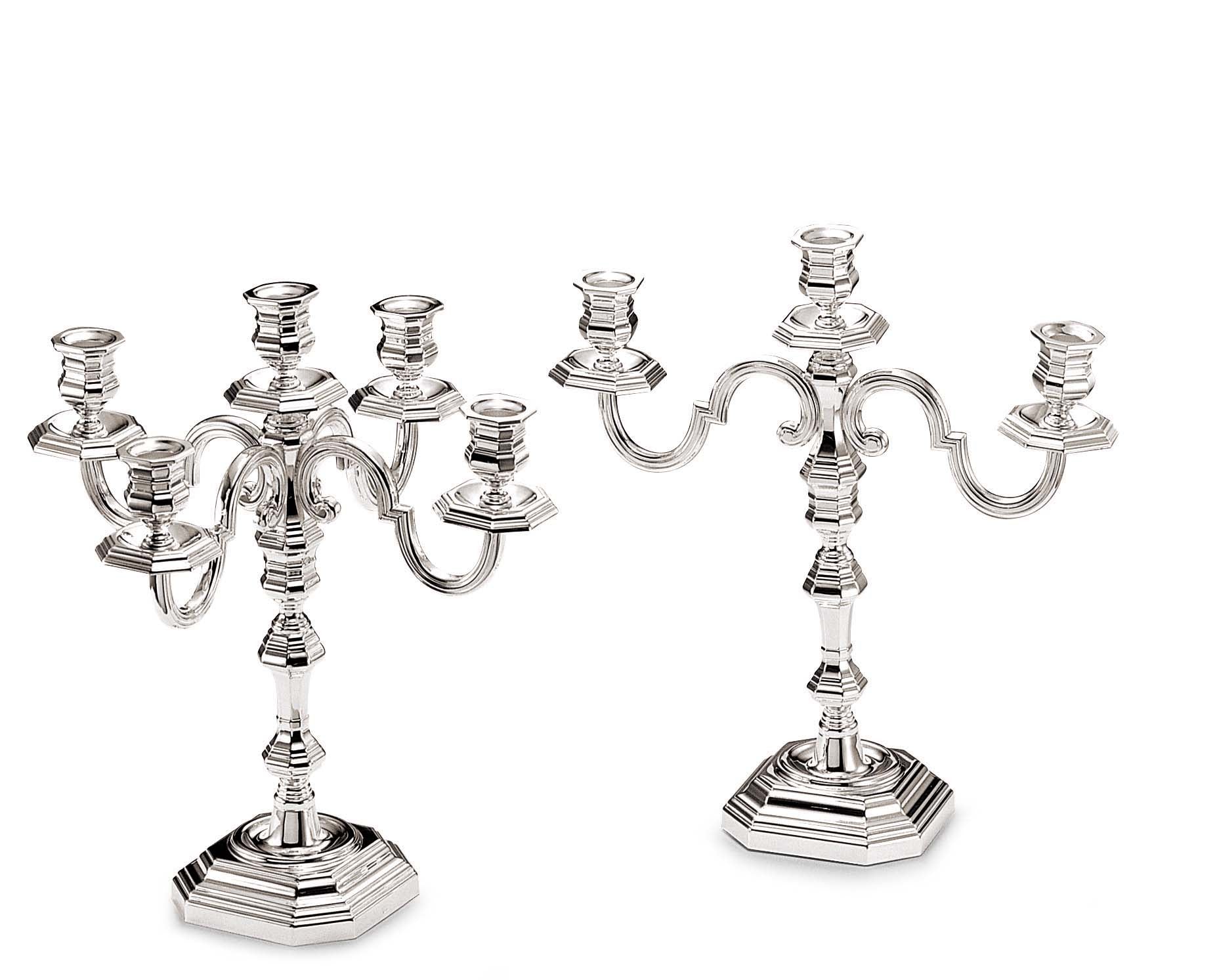 English Octagonal 3-Arm Candelabrum