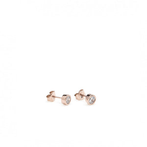 Pendientes Pequeños Plata Diseño Dormilona en Rosa 6.5 mm