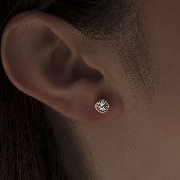 Small Silver Earrings Sleeper Design in Pink 6.5 mm