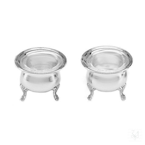 Saleros individuales modelo Inglés de plata de ley 925 con cuenco de cristal