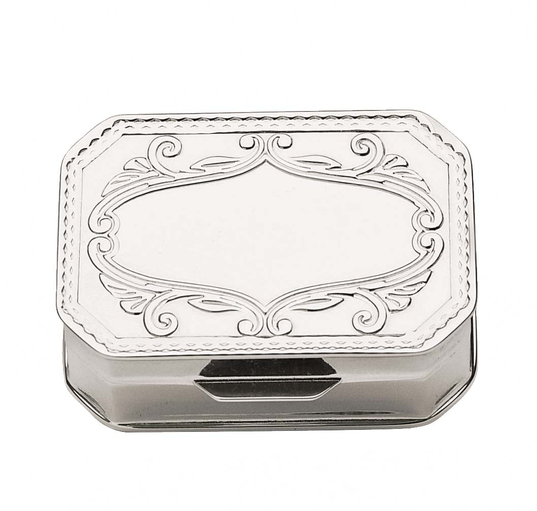 Octagonal Silver Plated Pill Box 